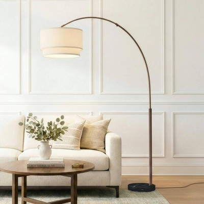 Brightech Mason Mid-Century (Includes LED Light Bulb) Marble Base Arc Floor Lamp Oil-Brushed Bronze | Target