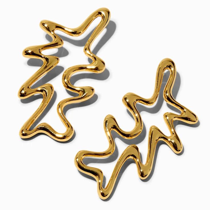 JAM + RICO x Claire's 18k Yellow Gold Plated Squiggle Earrings 2" Drop Earrings | Claire's (US)