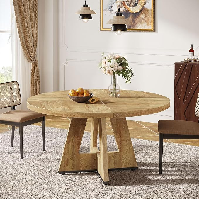 Tribesigns Farmhouse Dining Table, 47 Inch Round Dinner Table for 4, Rustic Round Dining Room Tab... | Amazon (US)