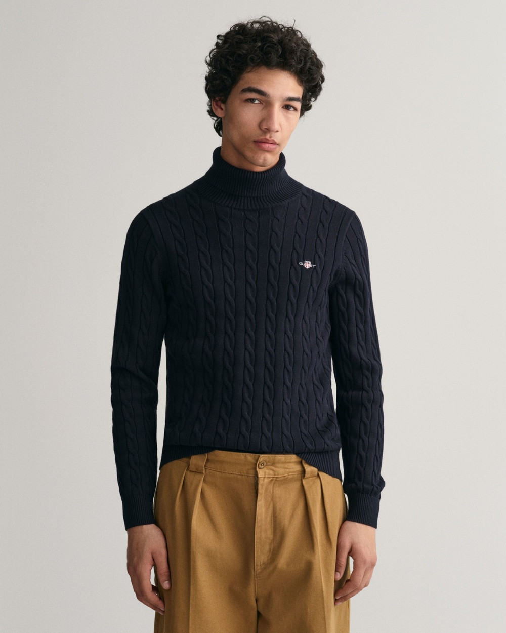 Gant - Cotton Cable Turtleneck Knit - Jumpers & Cardigans (EVENING BLUE) Cotton Cable Turtleneck Knit | THE ICONIC (AU & NZ)