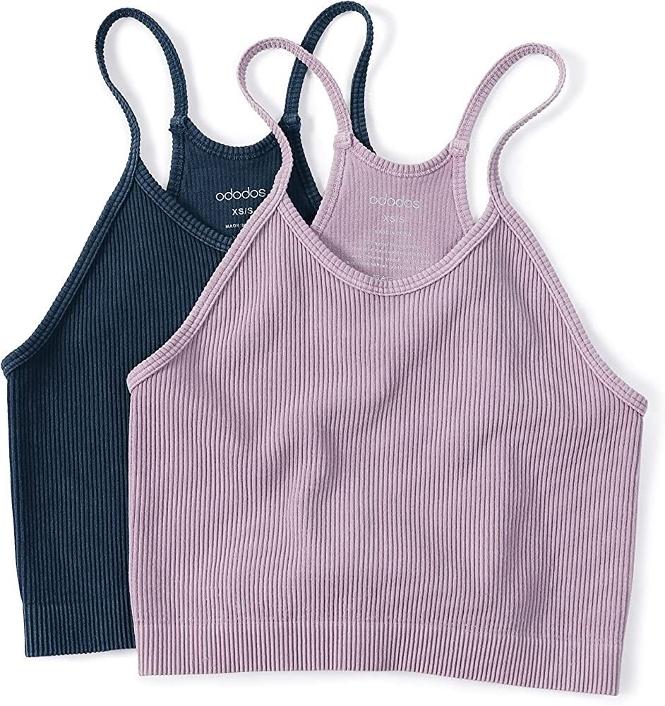 ODODOS Women's Crop 3-Pack Washed Seamless  Camisole Crop Tank Top - Amazon Find - Free People Dupe | Amazon (US)