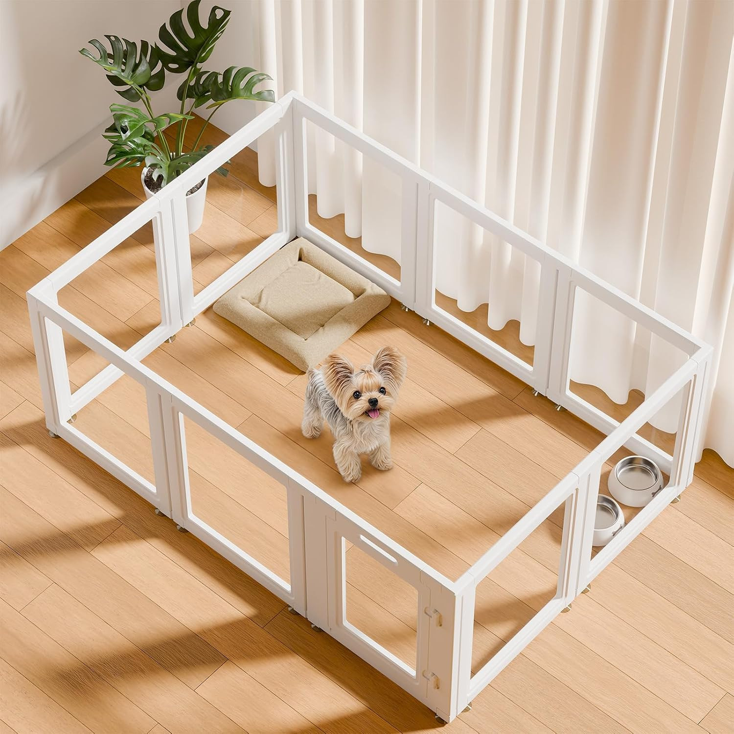 EVERFRONT Clear Acrylic Dog Playpen Indoor Puppy Playpen, 24" H, 10 Panels | Amazon (US)