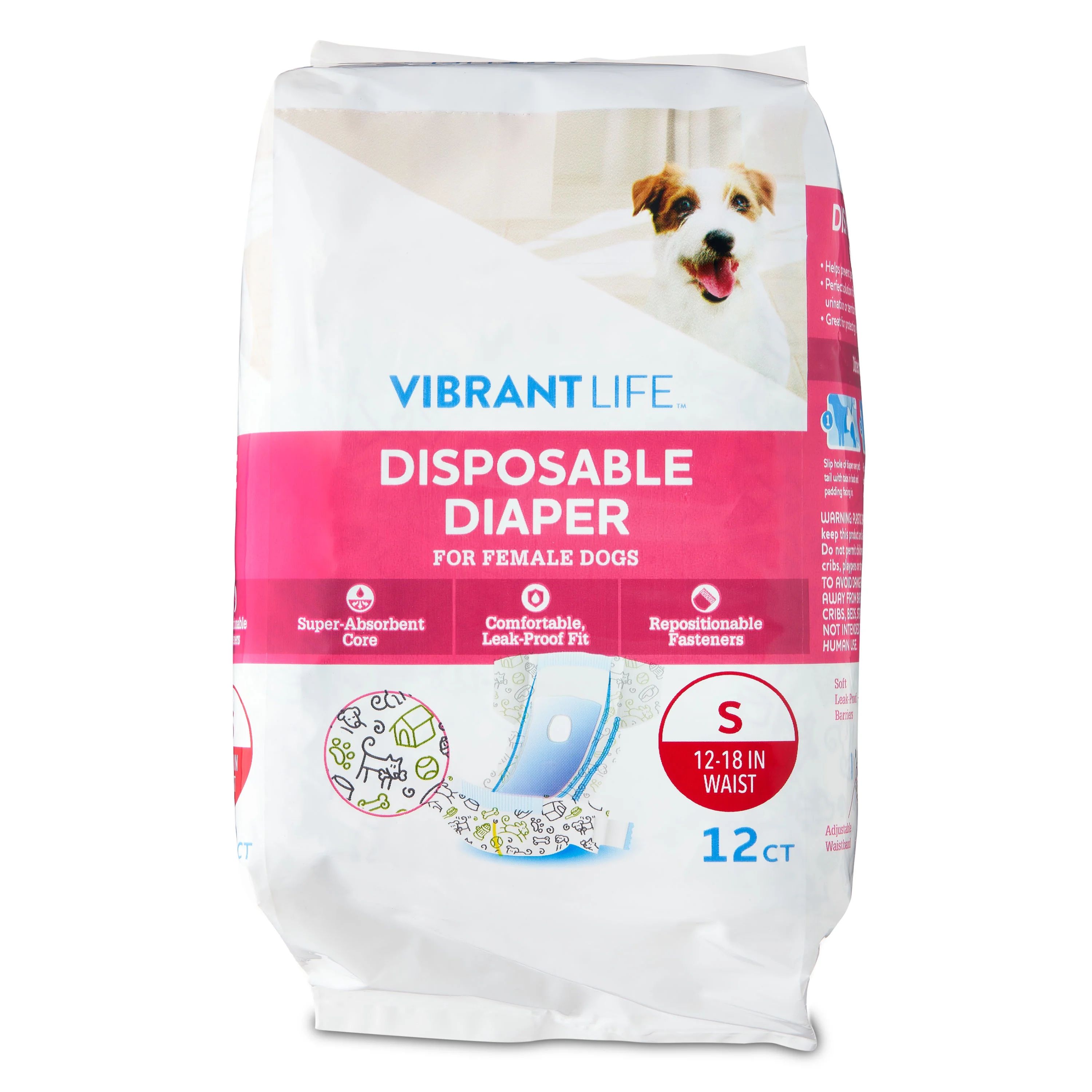 Vibrant Life Disposable Diapers for Female Dogs - Small - Walmart.com | Walmart (US)