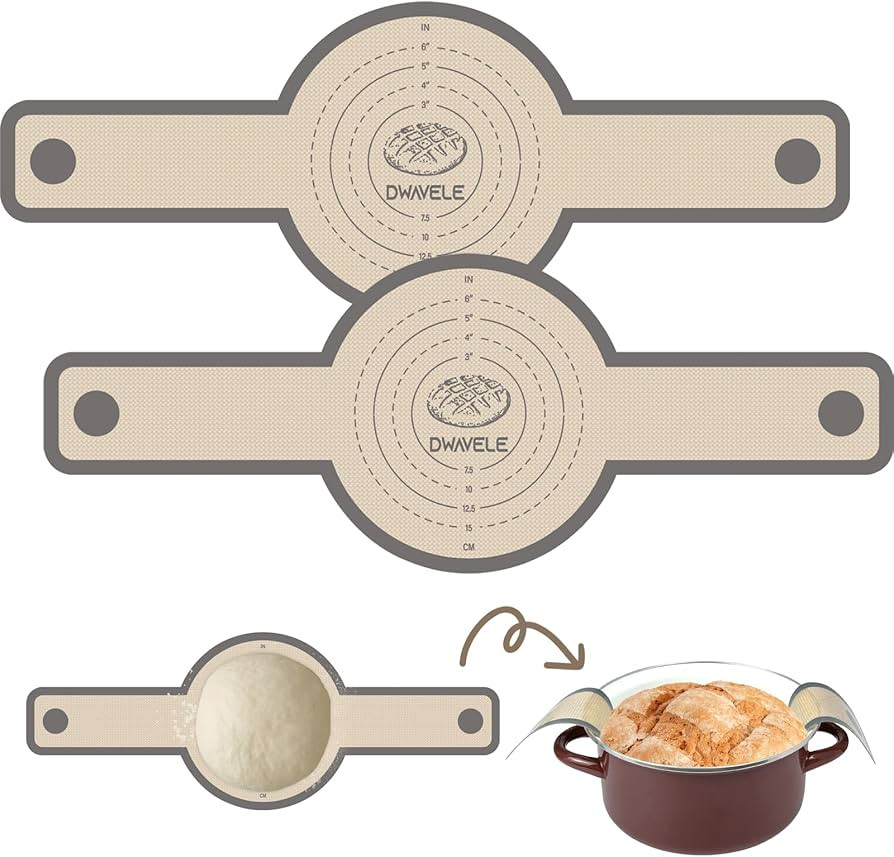Silicone Bread Sling, 2 PCS Bread Baking Mats for Dutch Oven, Reusable Sourdough Bread Sling Set ... | Amazon (US)