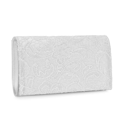UBORSE Elegant Lace Clutch Purses Floral Evening Handbag Bridal Clutch Envelope Clutch Bag Wedding Prom Party Purses White | Amazon (US)
