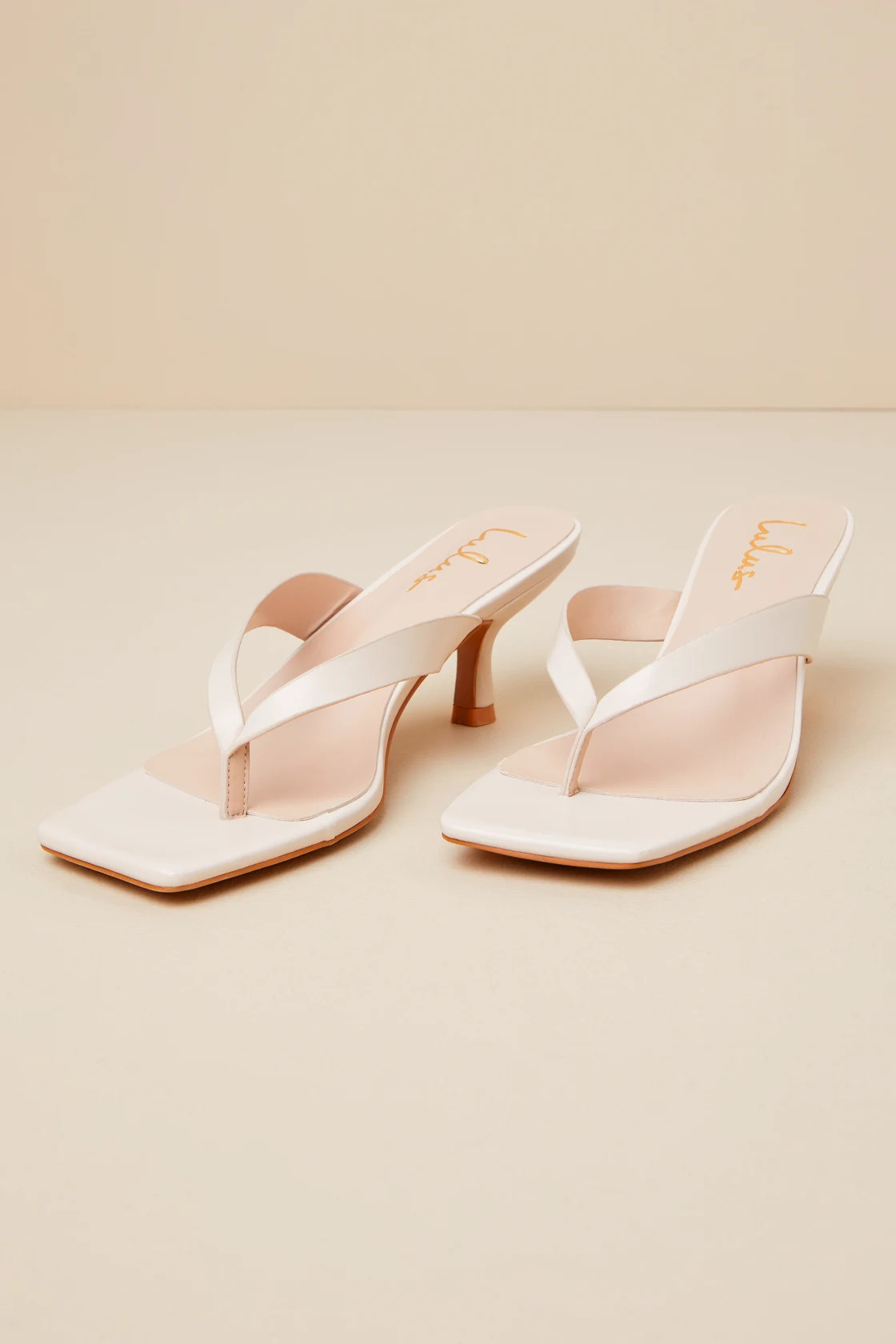 Wistery Ecru Kitten Heel Thong Sandals | Lulus