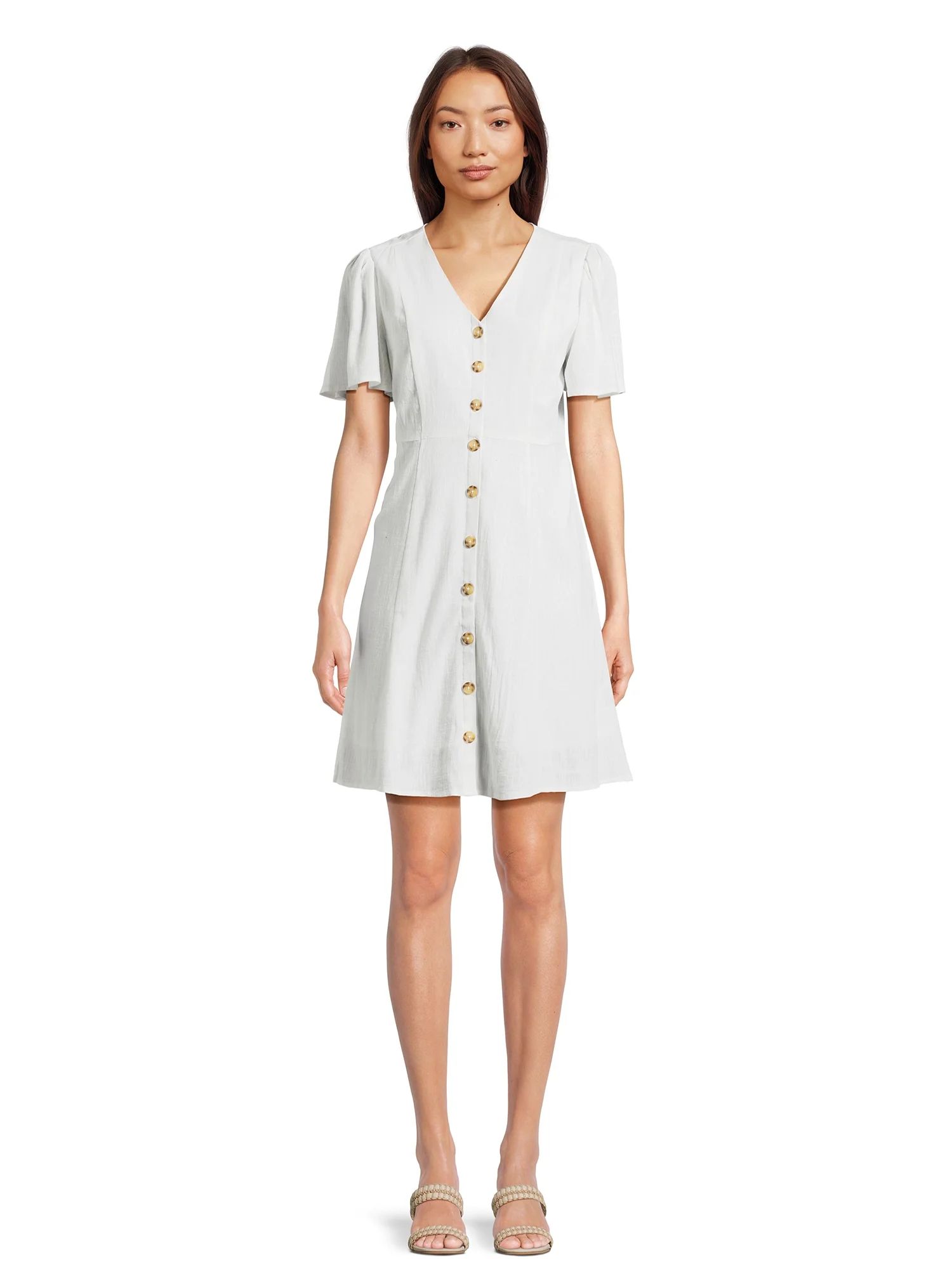 Time and Tru Women's Button Front Mini Dress, Sizes XS-XXXL | Walmart (US)