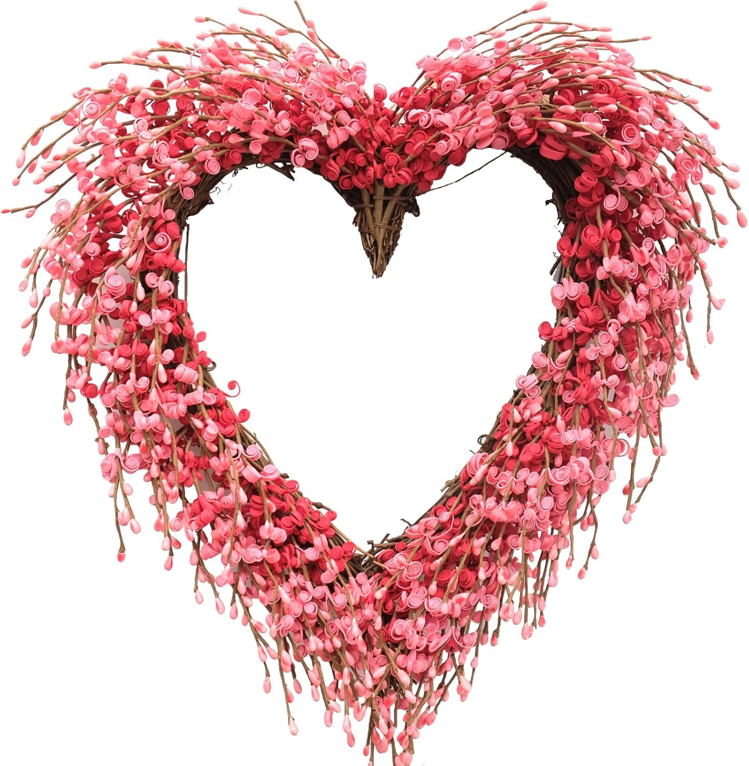 idyllic Heart Wreath Handmade Red Berry Leaves Heart Shaped Wreath Rustic Twig for Door Decorativ... | Amazon (US)