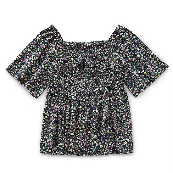 Thereabouts Little & Big Girls Straight Neck Short Sleeve Blouse | JCPenney