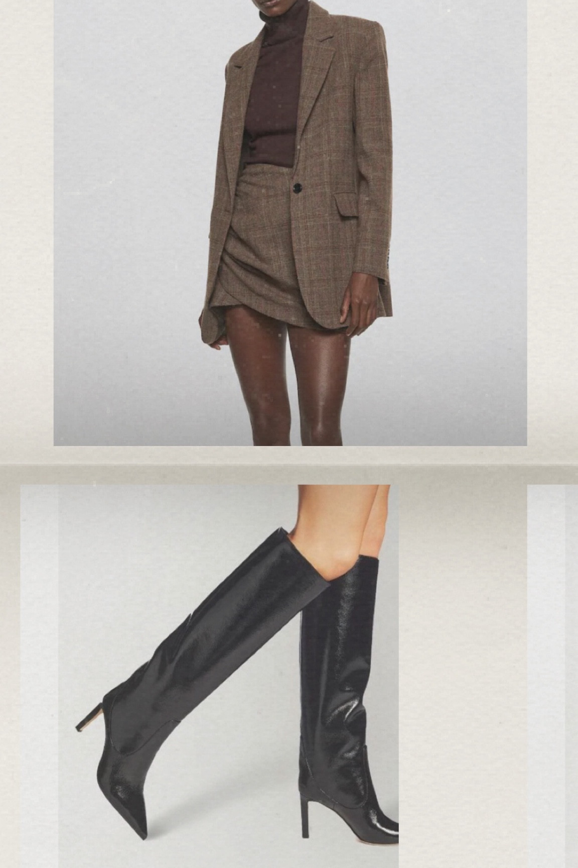 Knee high boots, blazer , skirt set