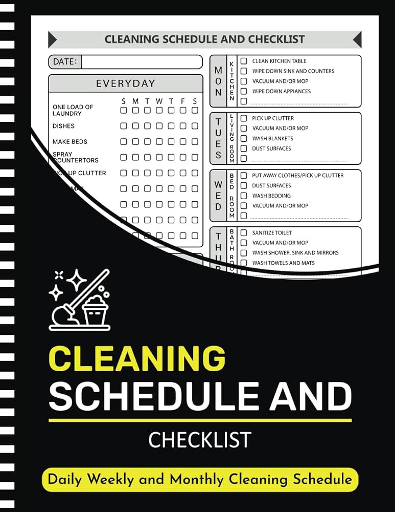 Cleaning Schedule and Checklist: Daily Weekly and Monthly Household Cleaning Schedule, Housekeepi... | Amazon (US)