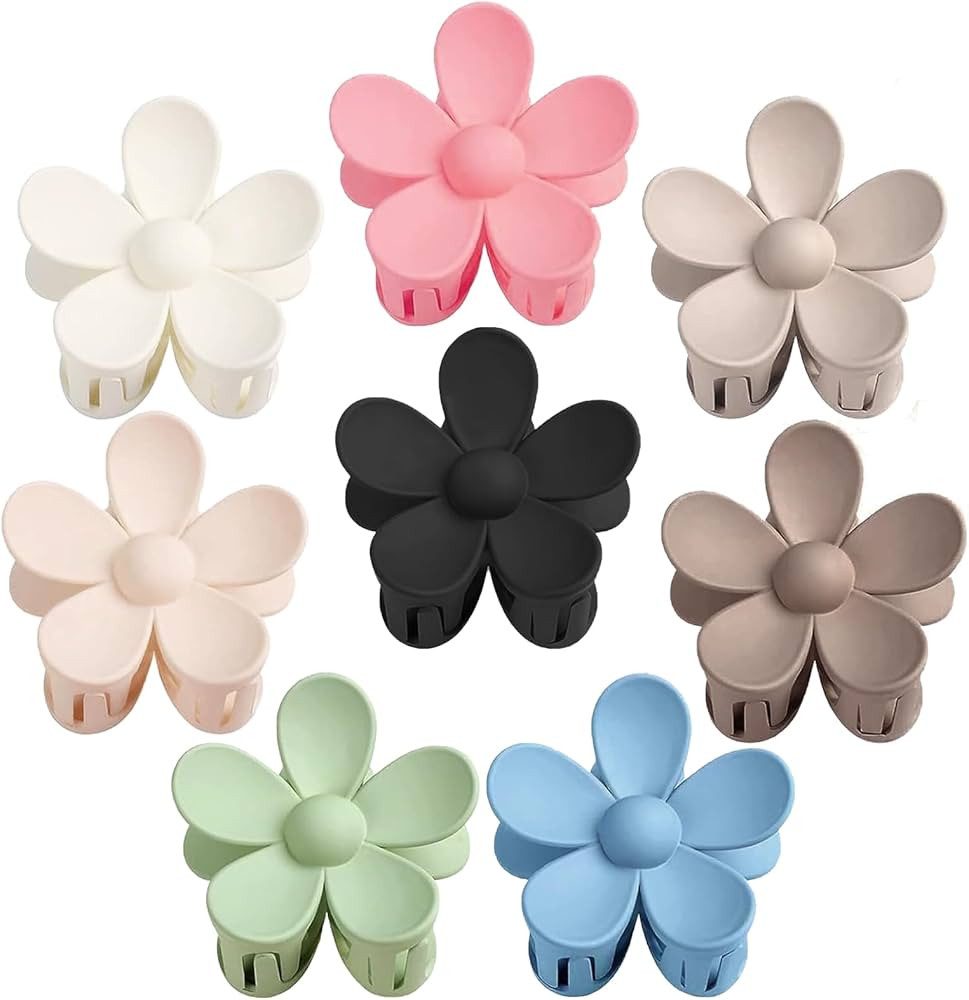 Flower Hair Clips 8PCS Hair Claw Clips Cute Hair Clips for Women Thick Hair, Daisy Clips Matte La... | Amazon (US)