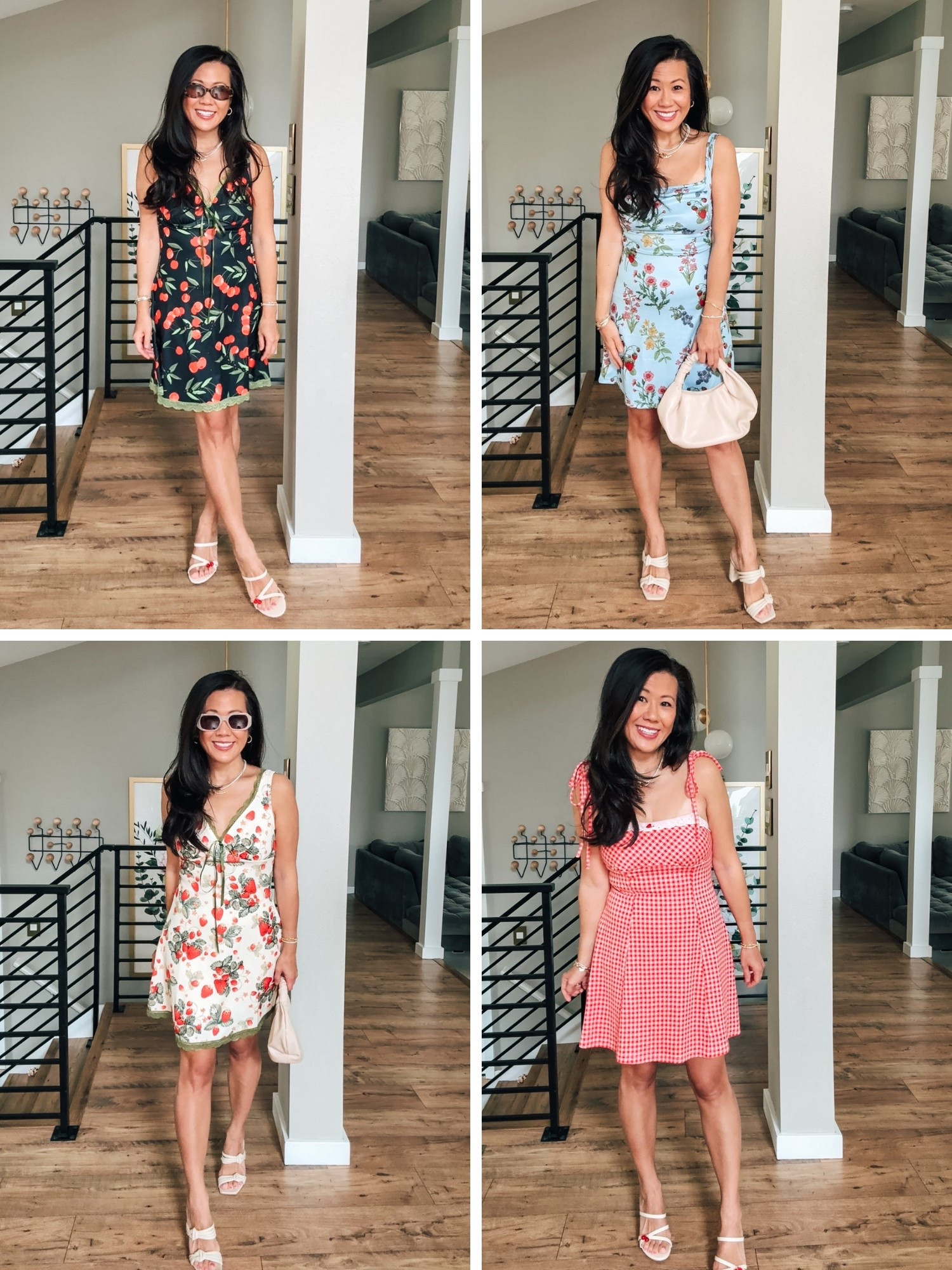 flowy floral dress midi Listicle Women's Flower Fields Tiered Floral Midi Dress in White main image 0