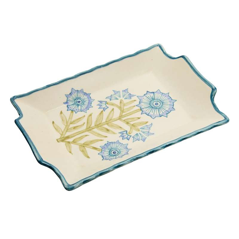 Blue Ceramic Decorative Tray, 10x7 | At Home