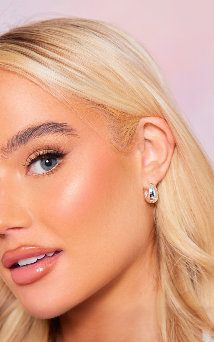 Silver Plated Drop Huggie Hoop Earrings | Accessories | PrettyLittleThing US