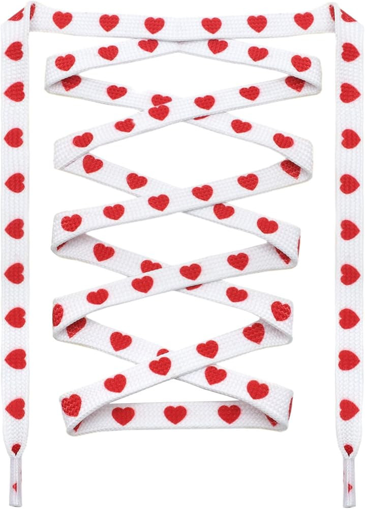 Colored Flat Shoe laces: 2 Pair Heart Printed Shoelaces for Sneakers boot | Amazon (US)