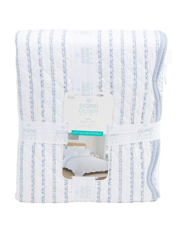 Cotton Reversible Striped Quilt Set | TJ Maxx