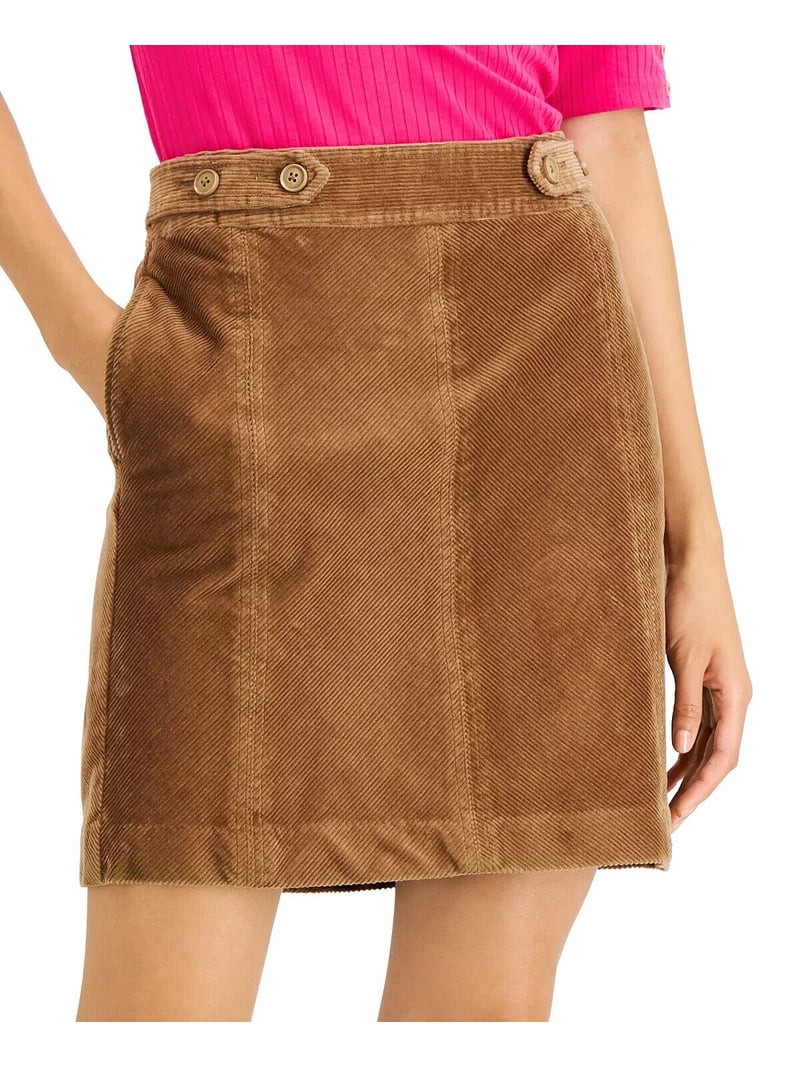 Charter Club Women's Tummy Control Corduroy Skirt Brown Size 16 | Walmart (US)
