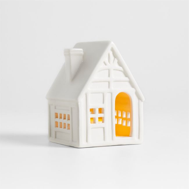 White Ceramic Holiday Cottage | Crate & Barrel