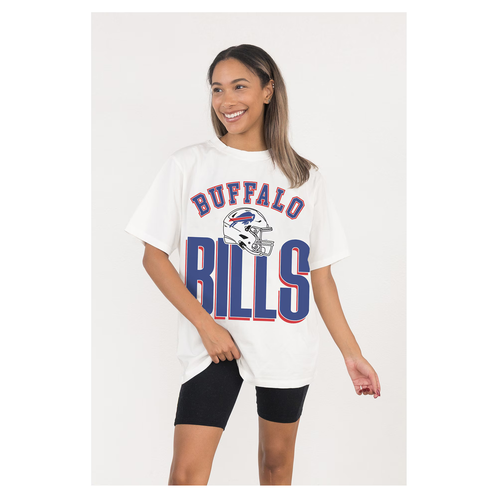 Women's Buffalo Bills  Gameday Couture White Oversized Classic Fierce Focus T-Shirt | NFL Shop