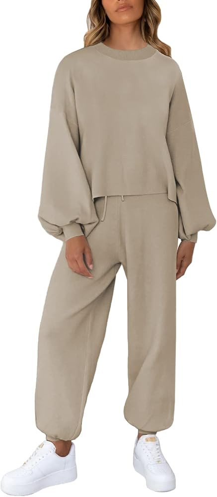 Viottiset Women's 2 Piece Outfits Sweatsuit Casual Knit Pullover Sweater Pajamas Set | Amazon (US)