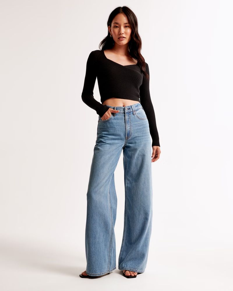 Women's High Rise Wide Leg Jean | Women's Bottoms | Abercrombie.com | Abercrombie & Fitch (US)