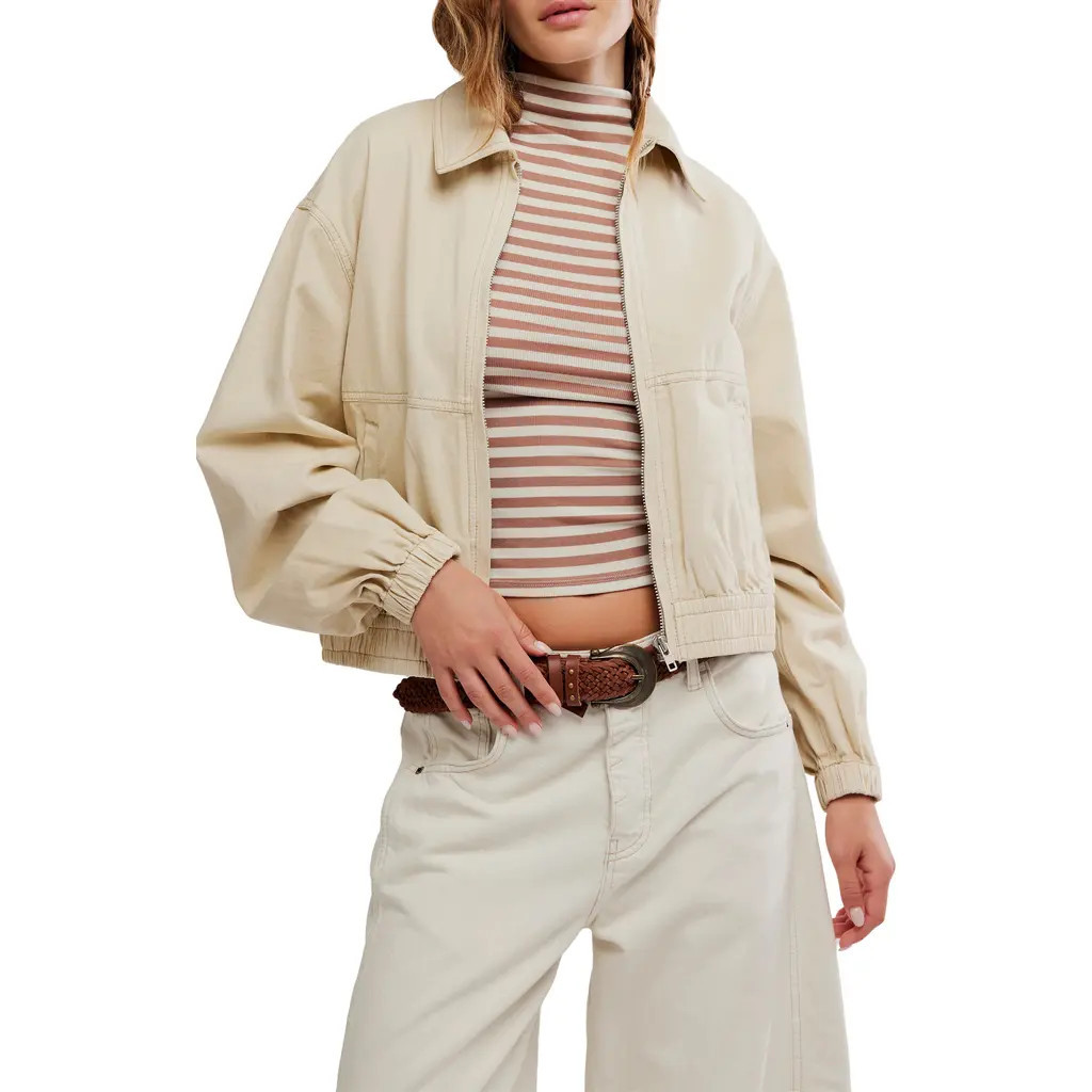 Free People Birdie Cotton Bomber Jacket in Puff Pastry at Nordstrom, Size X-Large | Nordstrom