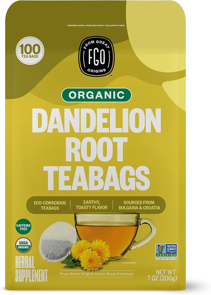 FGO Organic Roasted Dandelion Root Tea, Eco-Conscious Tea Bags, 100 Count, Packaging May Vary (Pa... | Amazon (US)