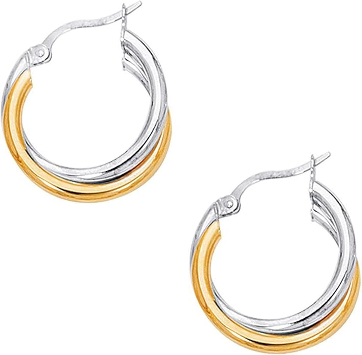 Ritastephens Sterling Silver Gold Plated Two-Tone Polished Intertwined Hoop Earrings (Small, Regu... | Amazon (US)
