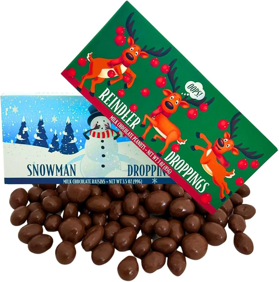 Reindeer Poop and Chocolate Snowballs Set - Funny Christmas Candy Stocking Stuffer Ideas Gag Gift... | Amazon (US)