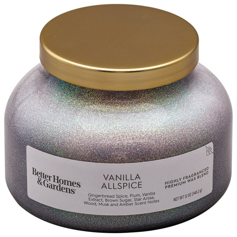 Better Homes & Gardens 1-Wick Holiday Scented Glitter Jar Candle, Vanilla Allspice, 12oz. | Walmart (US)