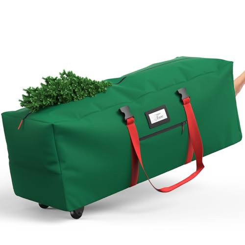 Winpull Rolling Christmas Tree Storage Bag for 9 ft Artificial Tree, 600D Waterproof Oxford Fabric, Large Christmas Tree Bag with Dual Zipper, Wheels, Handles, Heavy Duty Xmas Storage Container -Green | Amazon (US)