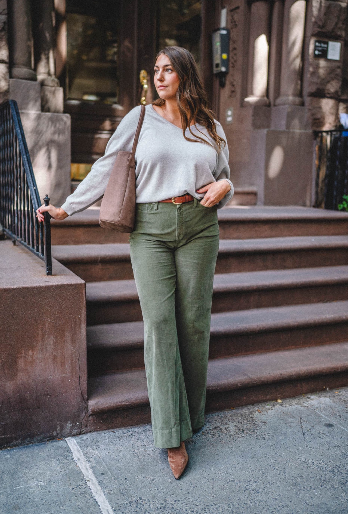 J. crew new fall collection is out! Wearing a relaxed v neck sweater, high rise corduroy pants, suede bootie heels, and leather tote bag! 

@jcrew #injcrew
Fall outfits | fall fashion | fall midsize | midsize fashion size 12 | midsize fashion | Midsize fall outfits | j. Crew 

#LTKStyleTip #LTKSeasonal #LTKMidsize