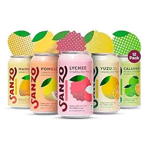 Sanzo Flavored Sparkling Water Variety 12-Pack - Lychee (Berry), Yuzu (Lemon), Pomelo (Grapefruit... | Amazon (US)
