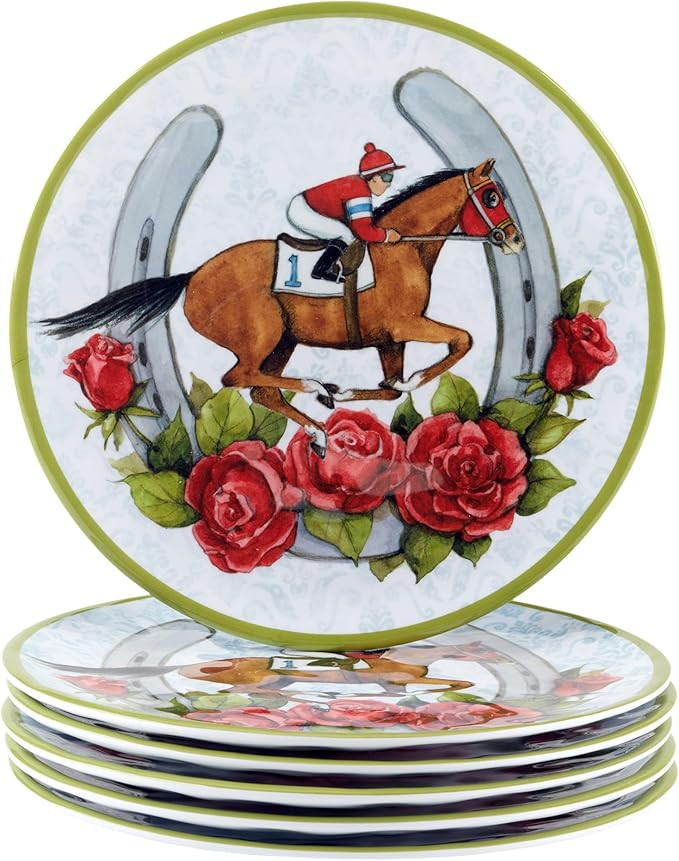 Derby Day at the Races Set of 6 Melamine Salad Plates – Add festive flair to your Derby Day cel... | Amazon (US)