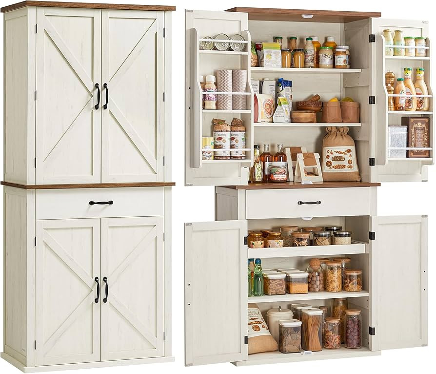 VASAGLE LIRY Collection - Pantry Cabinet, 70.3-Inch Tall Farmhouse Kitchen Storage Cabinet with B... | Amazon (US)