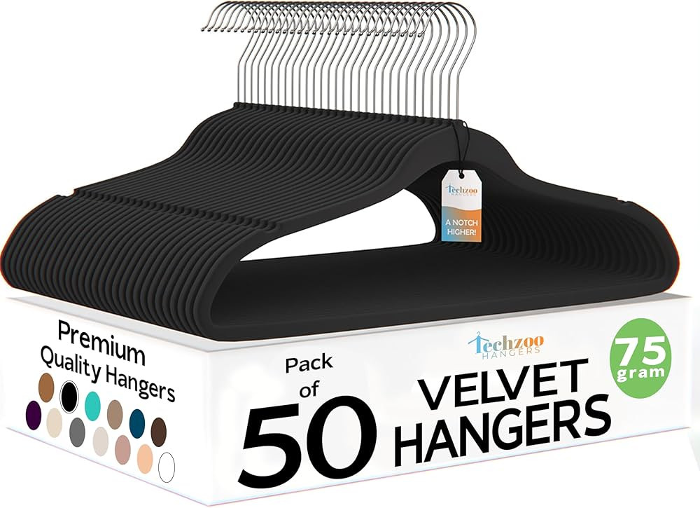 50 Pack New Premium Quality Velvet Hangers Ultra Thin Non Slip Adult Felt Space Saving Hangers fo... | Amazon (US)