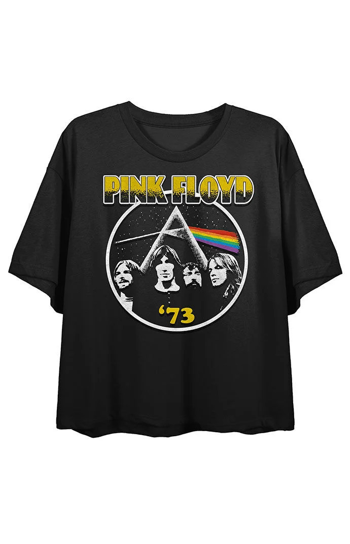 Women's Pink Floyd Group Shot Cropped T-Shirt in Black - Size XS | PacSun