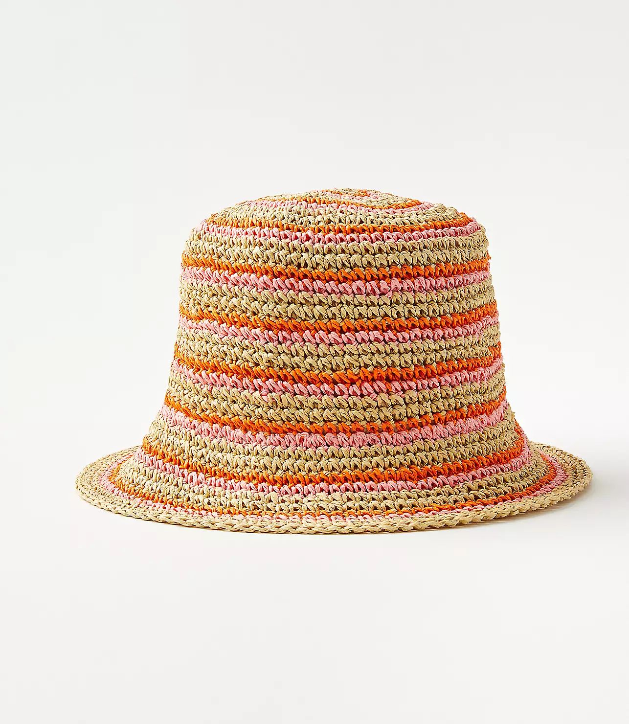 Striped Straw Bucket Hat | LOFT