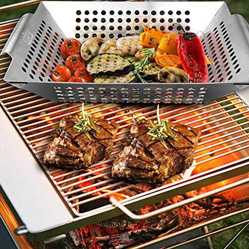 GRILLART Grill Basket for Vegetables & Meat - Large Grill Wok/Pan for the Whole Family - Heavy Du... | Walmart (US)