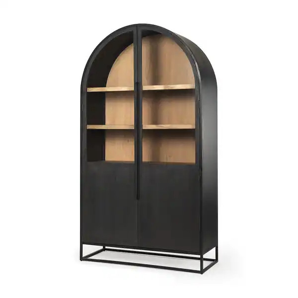 Sloan Black/ Dark Brown Arched Display Dining Cabinet - 85.5"H Black | Bed Bath & Beyond