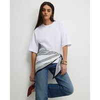 River Island Womens White Short Sleeve Scarf Mix T-Shirt | River Island UK & IE