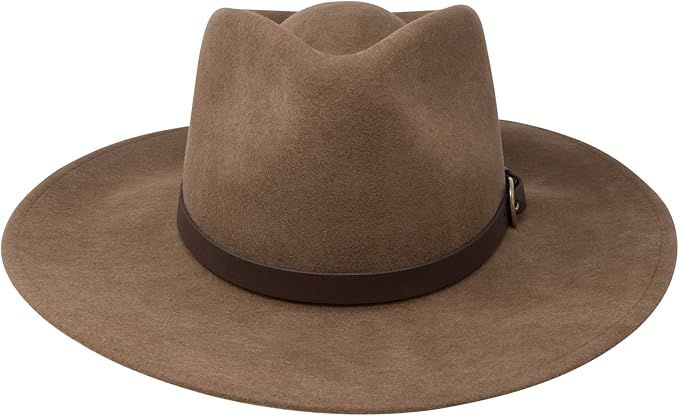 B&S Premium Lewis - Wide Brim Fedora Hat - 100% Wool Felt - Water Resistant - Leather Band | Amazon (US)