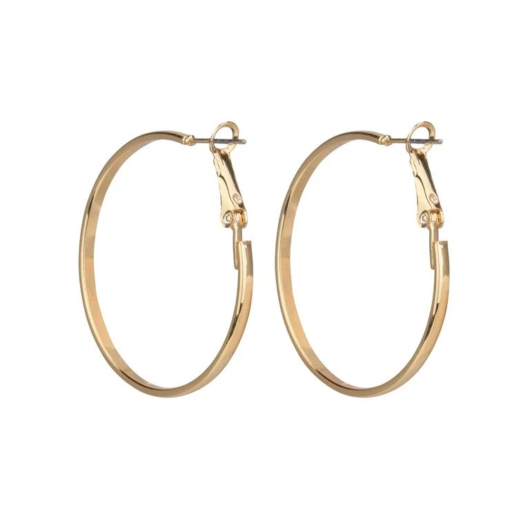 Time and Tru Gold Thin Hoop Earrings, 3 Pack | Walmart (US)