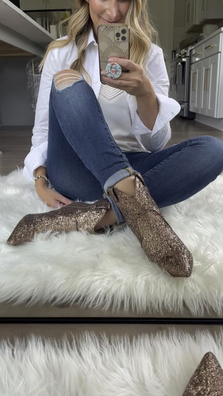 Glitter booties from the NSALE. Low heel for comfort and wearing my true size. Love these! 

Nordstrom anniversary sale
Country concert
Nashville outfit
ERAS tour 
Girls night out 

#LTKxNSale #LTKshoecrush #LTKFind