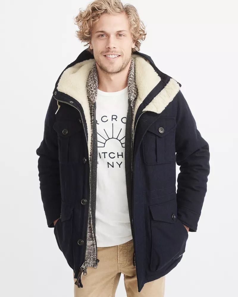 Wool-Blend Sherpa-Lined Trekking Parka | Abercrombie & Fitch US & UK