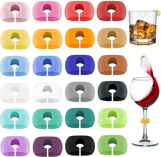 24Pcs Wine Glass Markers Charms, Drink Tags Labels for Wine Champagne Beverage Glasses, Party Wed... | Amazon (US)