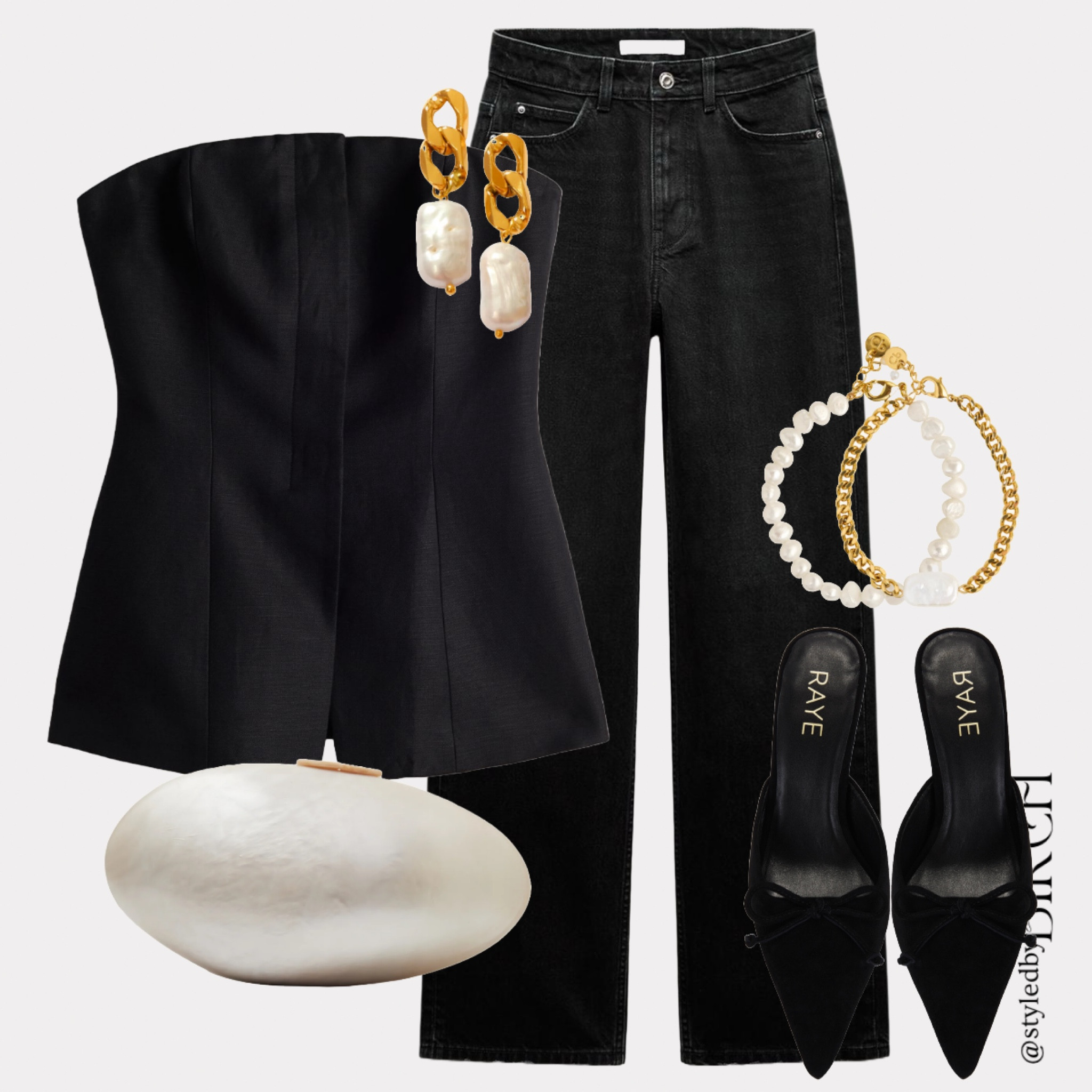 This strapless top paired with classic black jeans, is serving sophisticated vibes. 🍸
Finished off with statement pearl accessories from @clothproject_ 🤍

#LTKuk #LTKstyletip #LTKpartywear