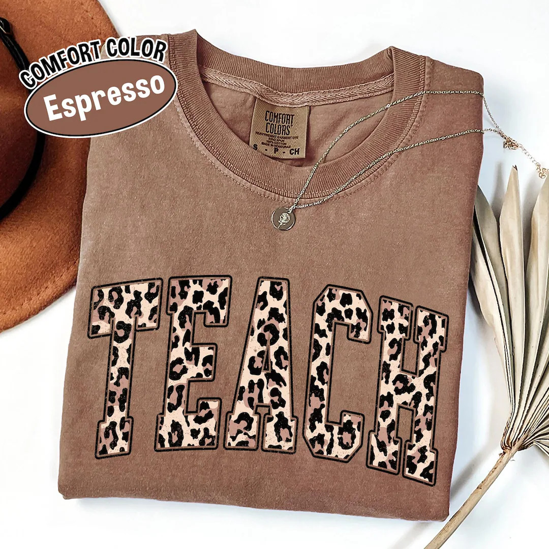 Comfort Colors® Teacher Leopard Shirt, Teach Love Inspire T-shirt, Gift for Teachers, Animal Pri... | Etsy (US)