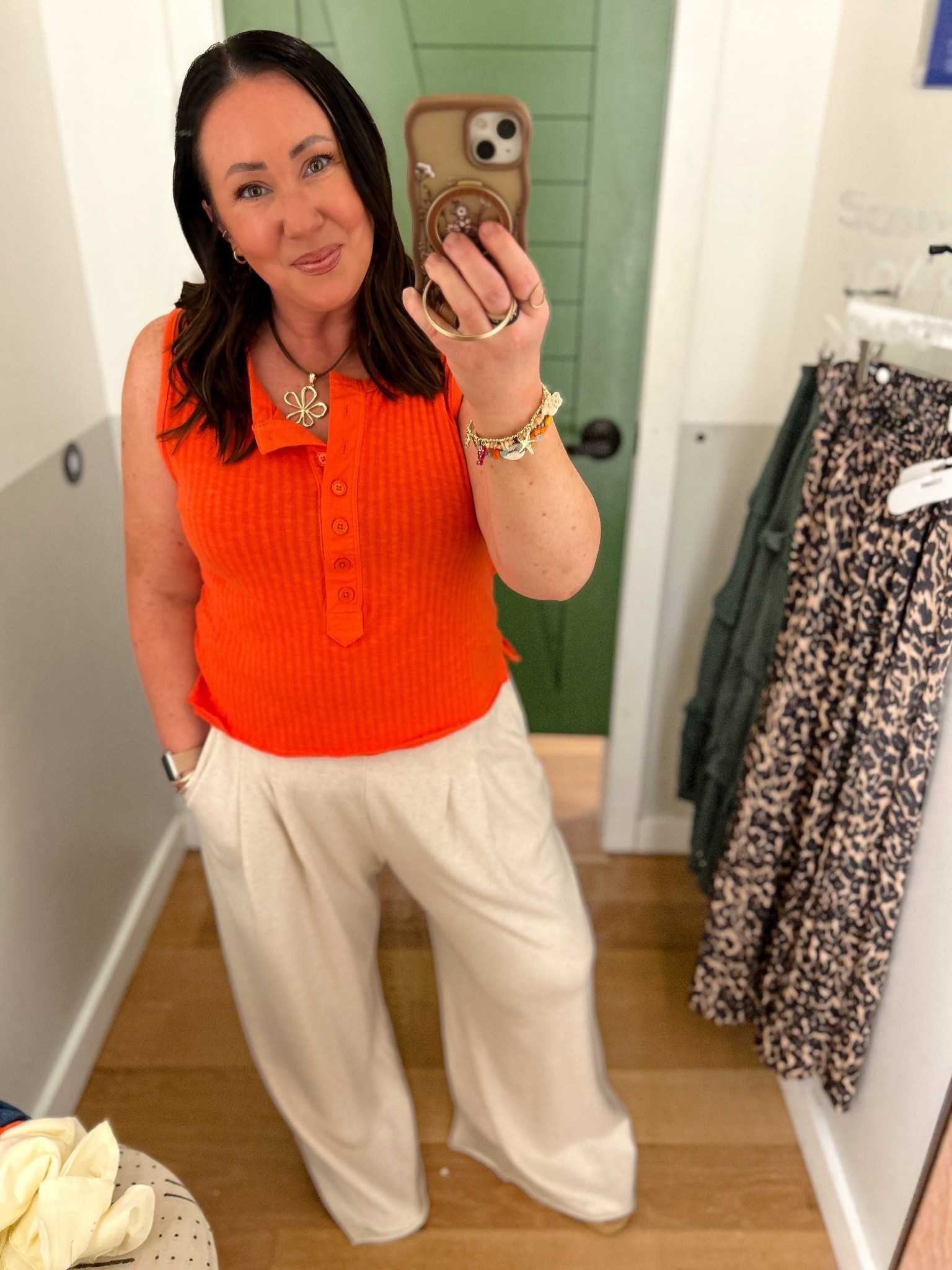 Aerie finds! Extra 35% off with code: MORELOVE 
Large Henley tank. Large short trouser pants. The softest things ever.  These run long though! Sandals run true to size  

#LTKMidsize #LTKSaleAlert #LTKOver40